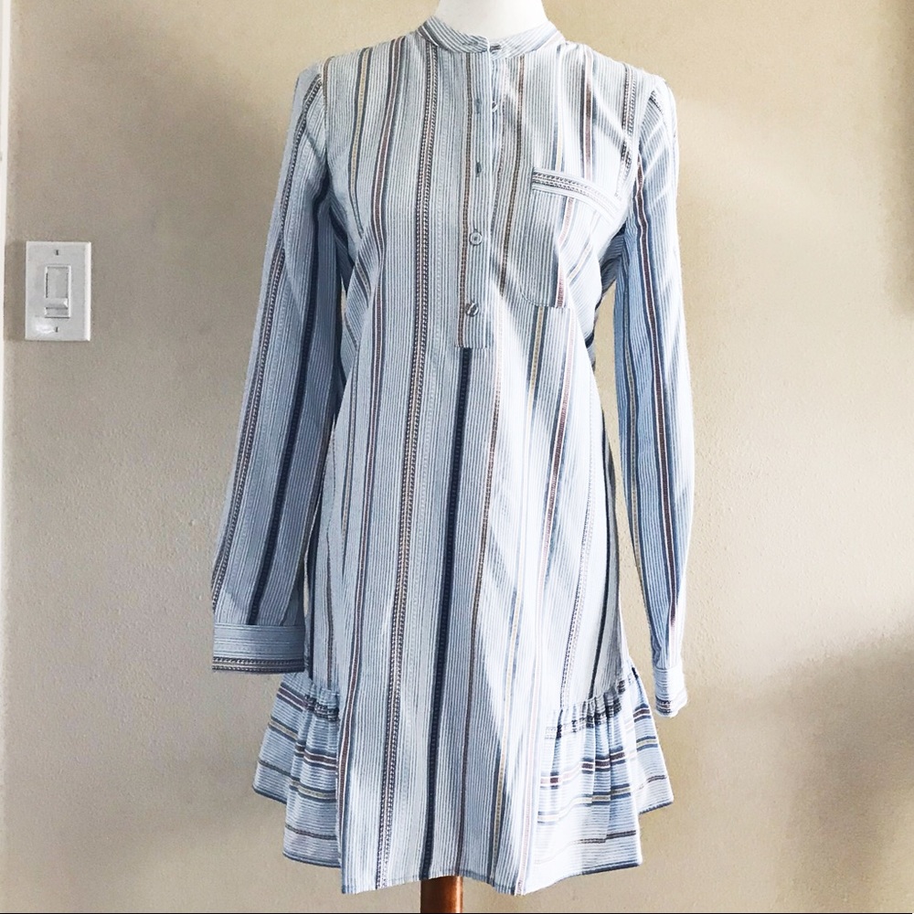 BCBGMAXAZRIA blue striped shirt dress - Picture 4 of 6